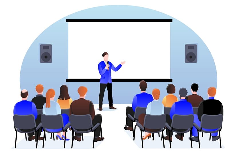Group,Of,People,At,The,Seminar,,Presentation,Or,Conference.,Vector