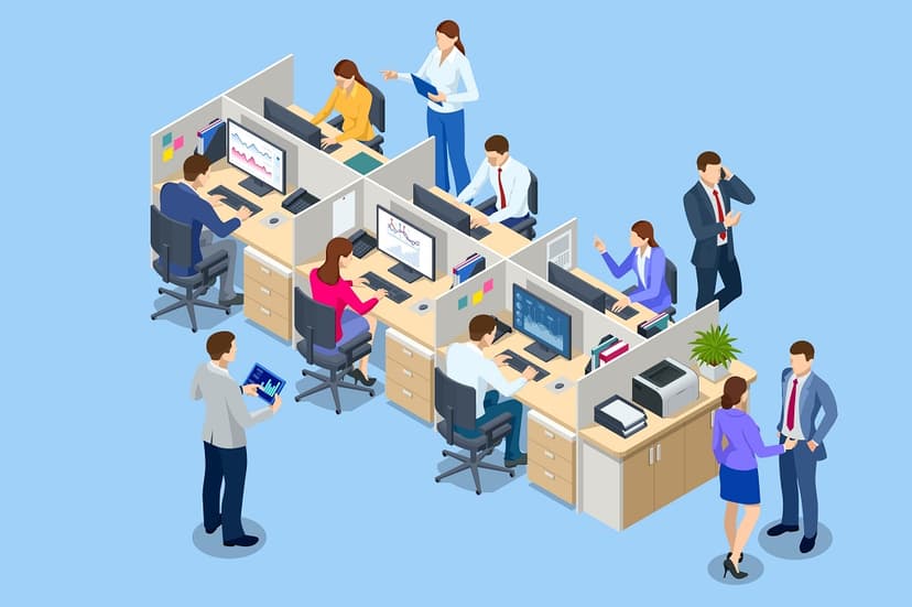 Isometric,Team,At,Work.,Business,People,In,Smart,Casual,Wear